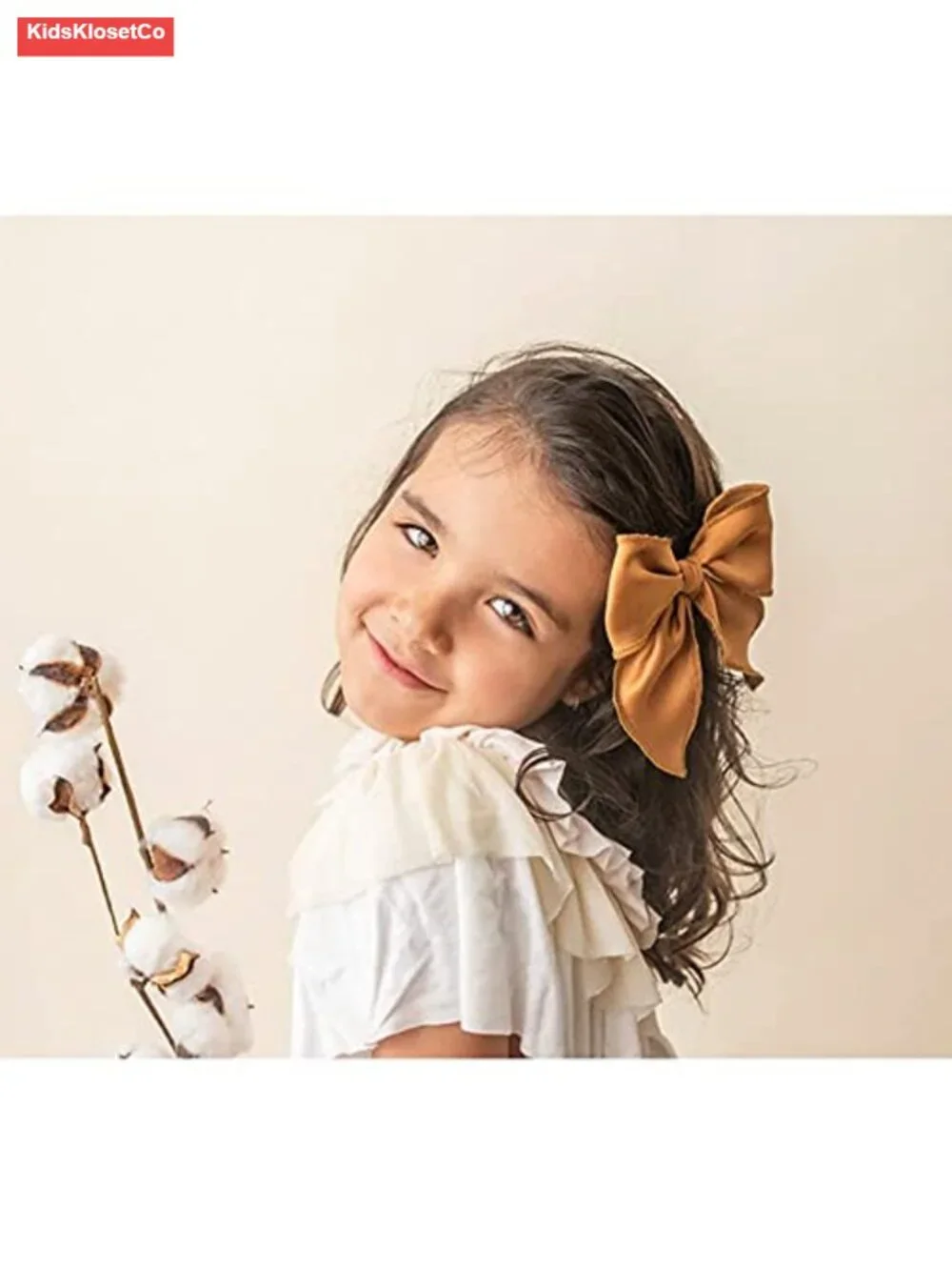 Handmade Linen & Cotton Bow Hair Clips Set of 12 Duckbill Clip